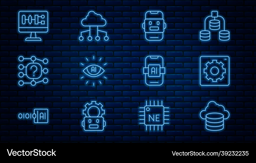 Set line cloud database computer api interface Set line cloud database computer api interface vector image