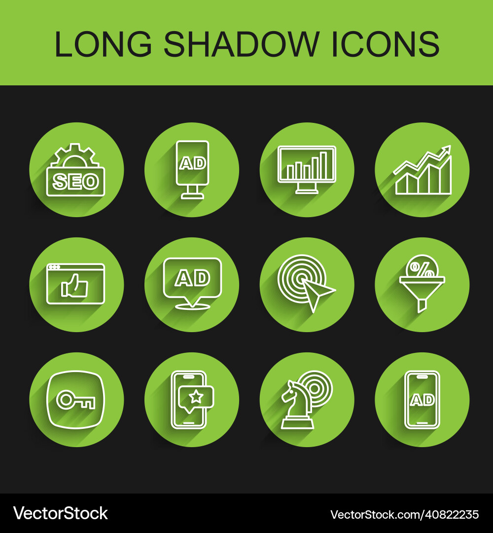 Set line key mobile with review rating seo Set line key mobile with review rating seo vector image