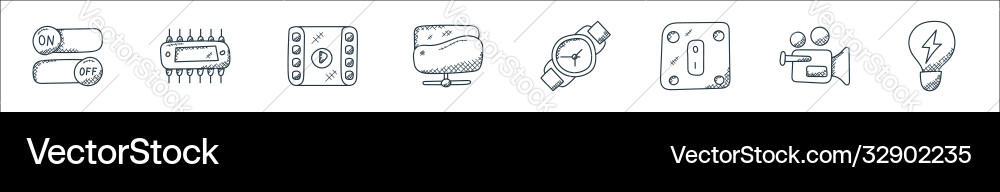 Technology line icons linear set quality Technology line icons linear set quality vector image