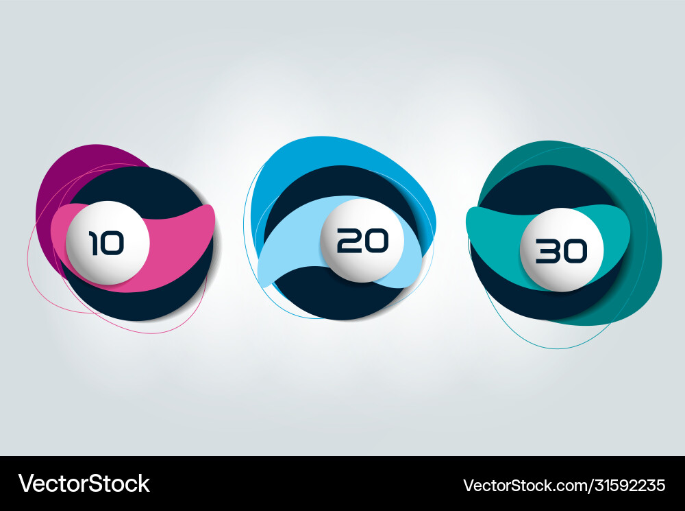 Three steps elements bubble chart scheme diagram Three steps elements bubble chart scheme diagram vector image