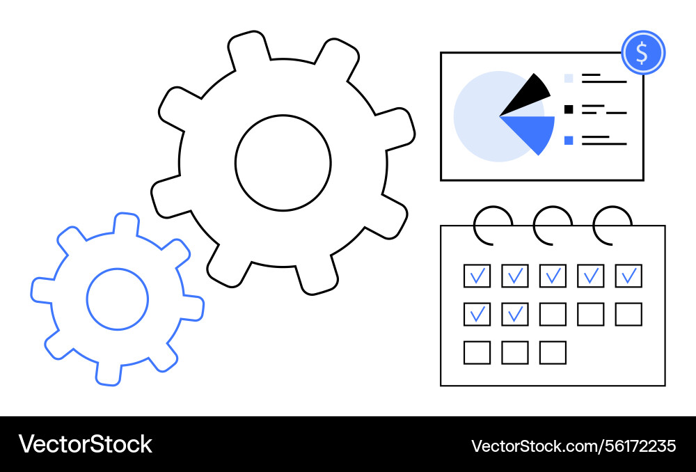 Workflow-Optimierung mit Getriebeanalyse-Chart Vektorbild