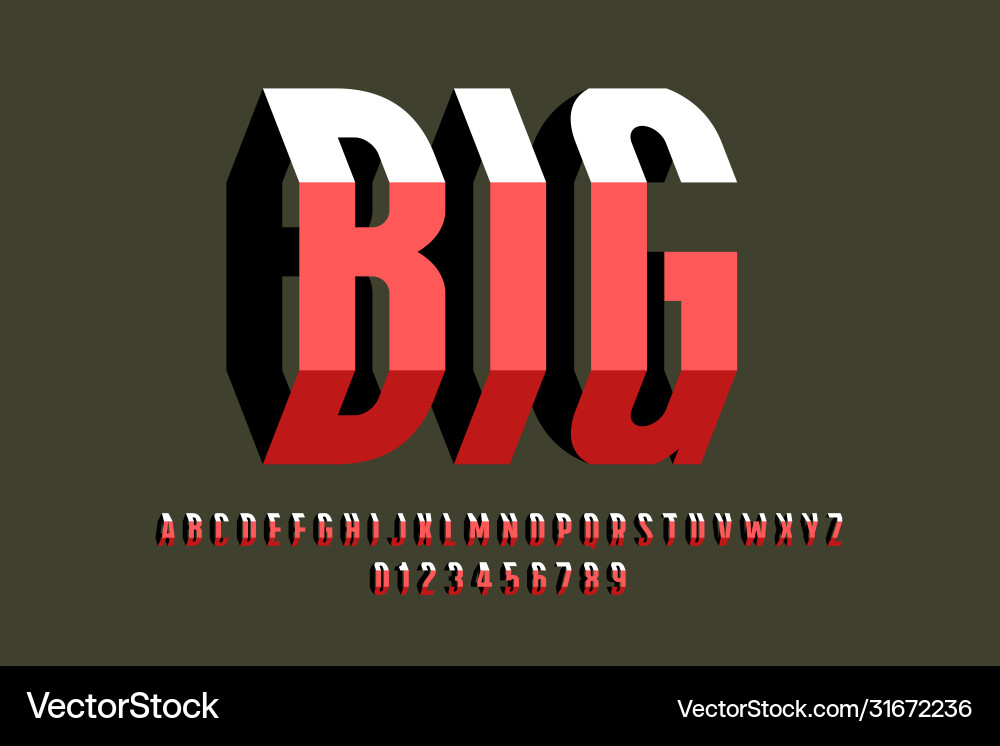 3D Alphabet Font - Modern Style vector image