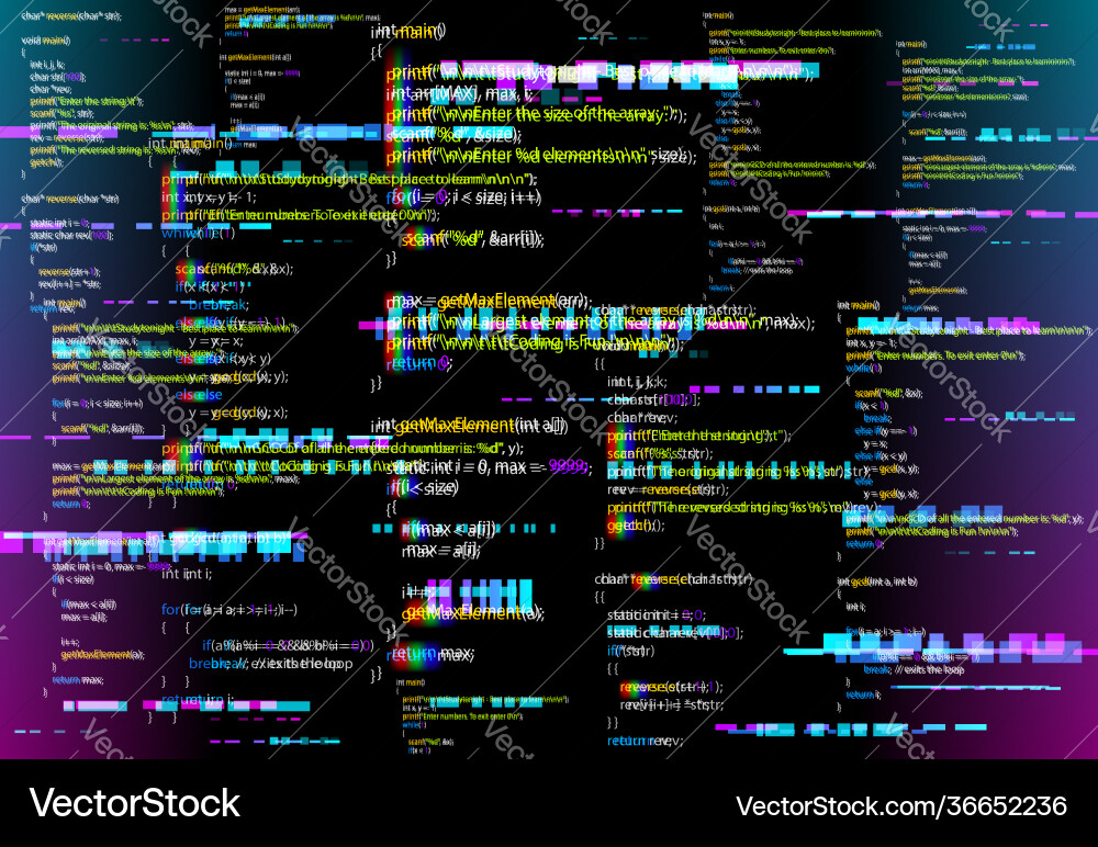 Abstract background with glitched program code Abstract background with glitched program code vector image