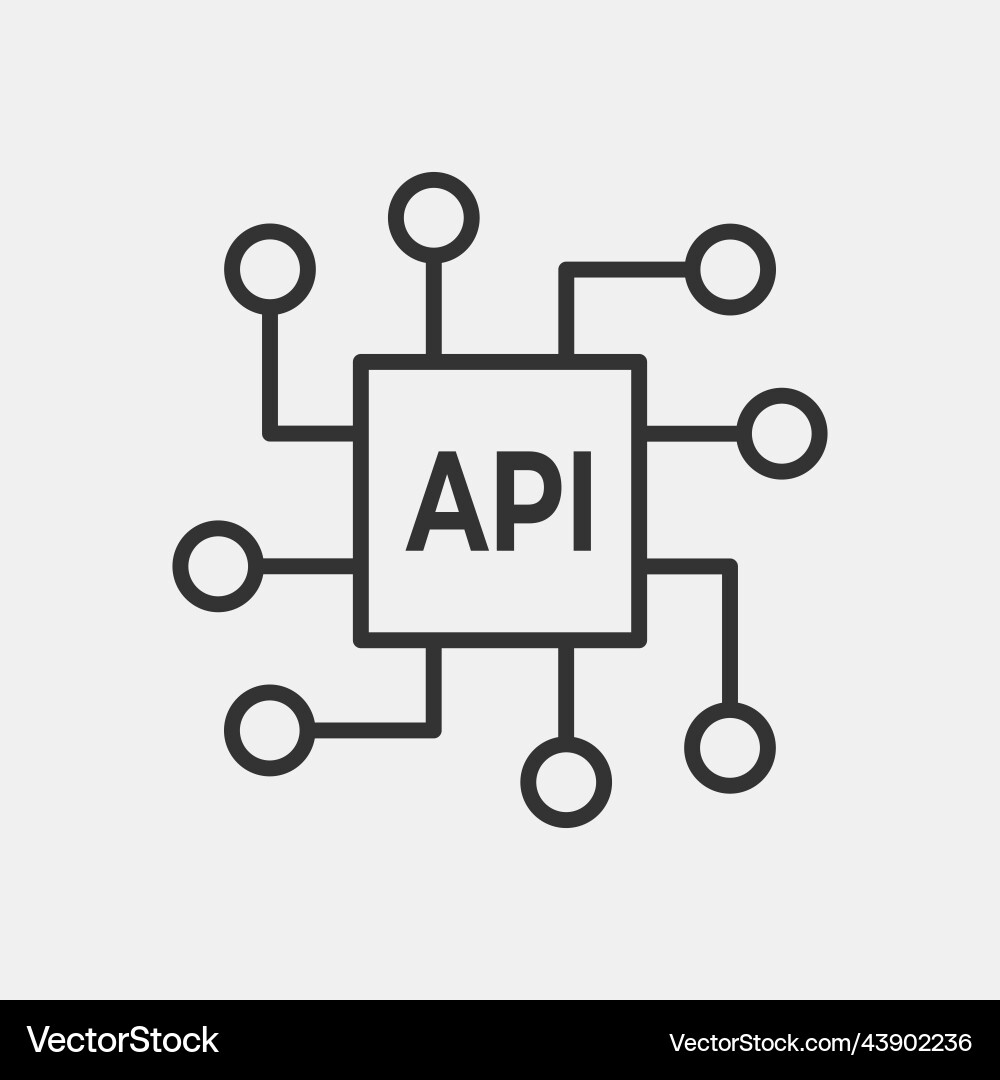 API Line Icon - Technology vector image