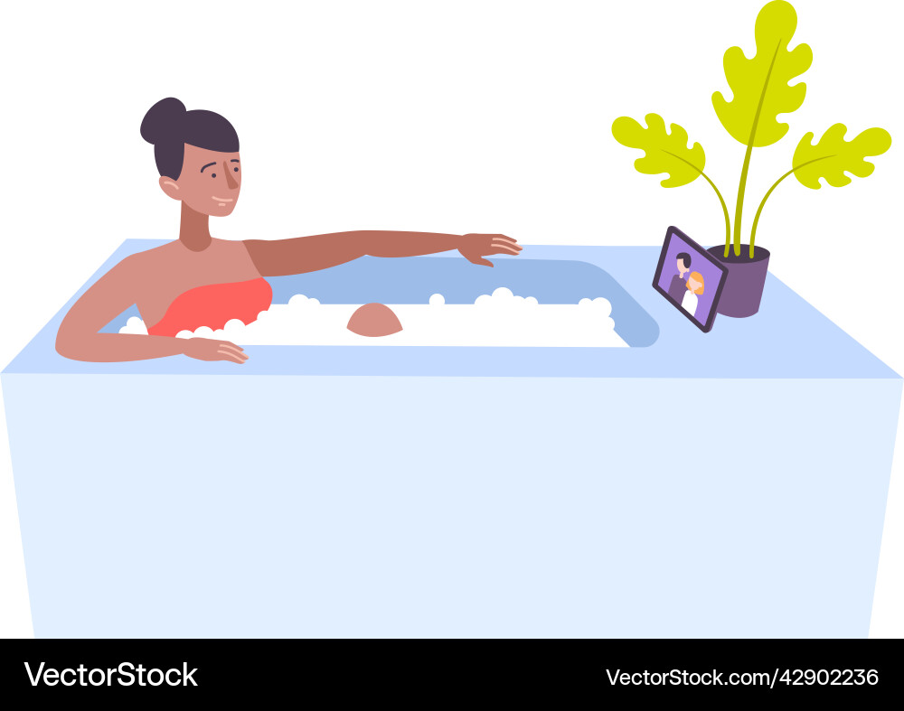 Bathing with gadgets composition Bathing with gadgets composition vector image
