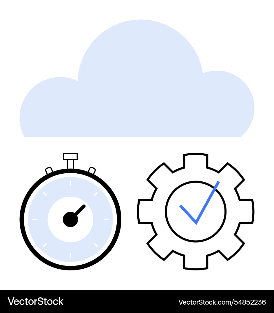 Cloud computing efficiency concept with stopwatch Cloud computing efficiency concept with stopwatch vector image