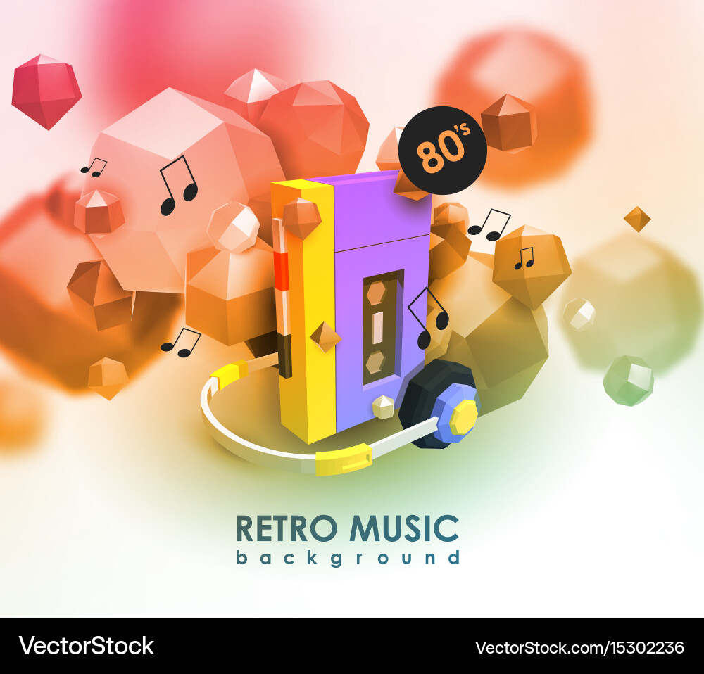 Creative background with retro cassette player vector image
