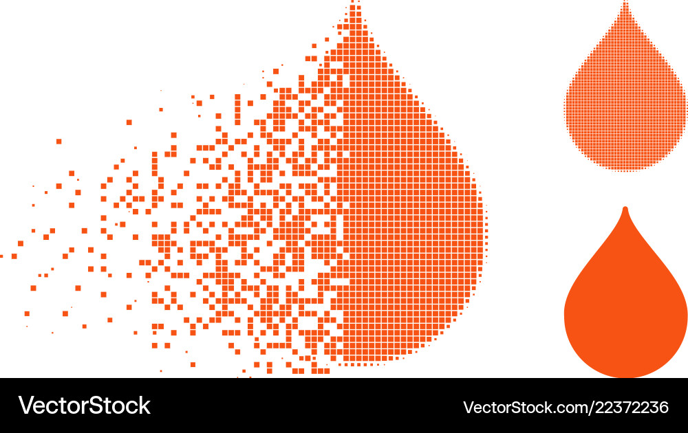 Disintegrating dotted halftone drop icon Disintegrating dotted halftone drop icon vector image