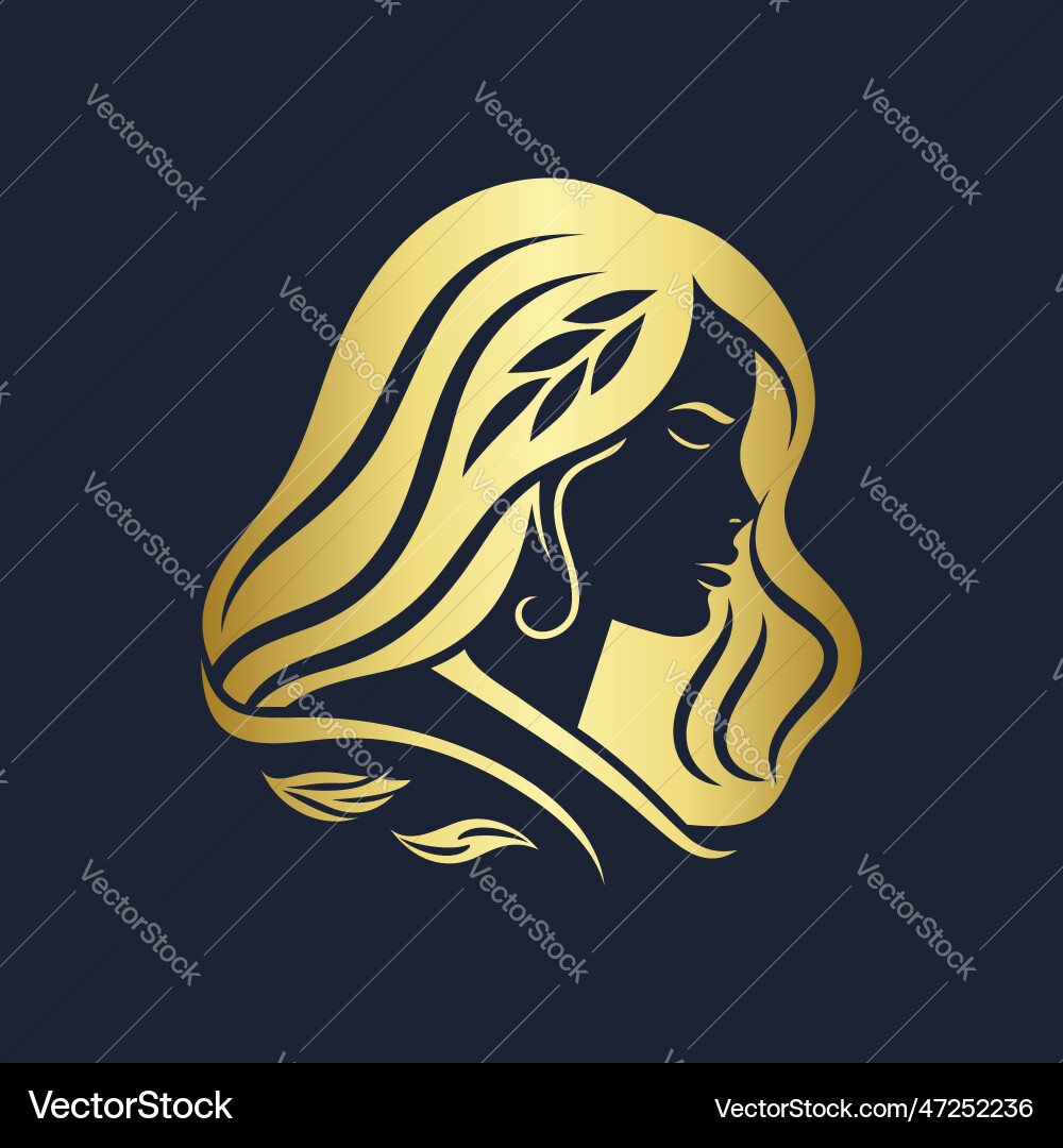 Frau Gesicht mit langen Haaren für Behandlung Logo Frau Gesicht mit langen Haaren für Behandlung Logo vektorbild