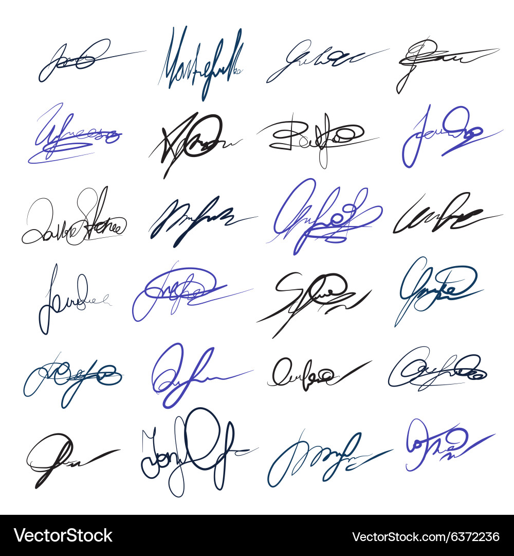 Handwritten personal signatures set vector image