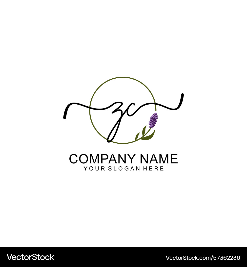 Handwritten zc initial logo with circle Vector Image
