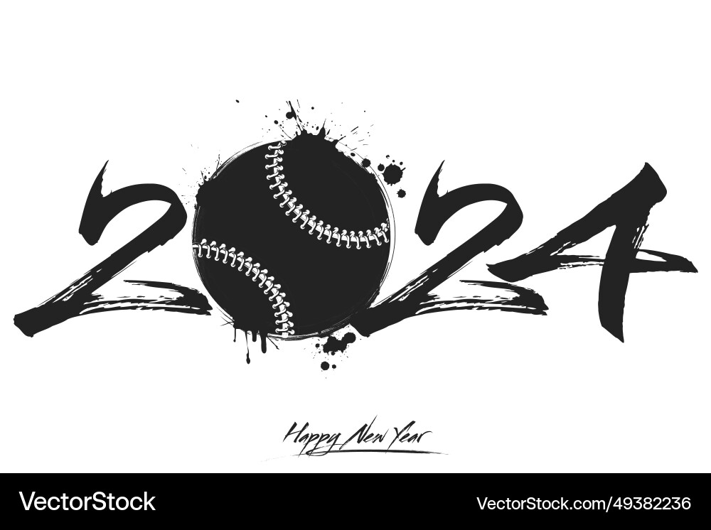 Happy new year 2024 and baseball ball Happy new year 2024 and baseball ball vector image