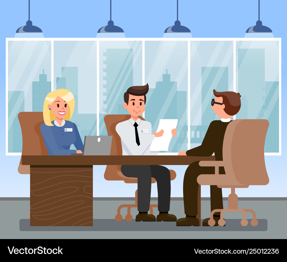 Hr managers interviewing applicant Royalty Free Vector Image