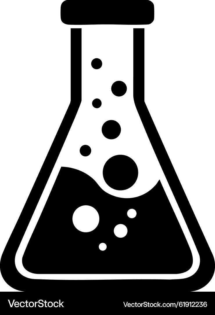 Lab Flask with Bubbles Icon – Royalty-Free Vector | VectorStock
