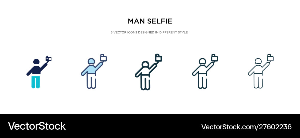 Man selfie icon in different style two colored Man selfie icon in different style two colored vector image