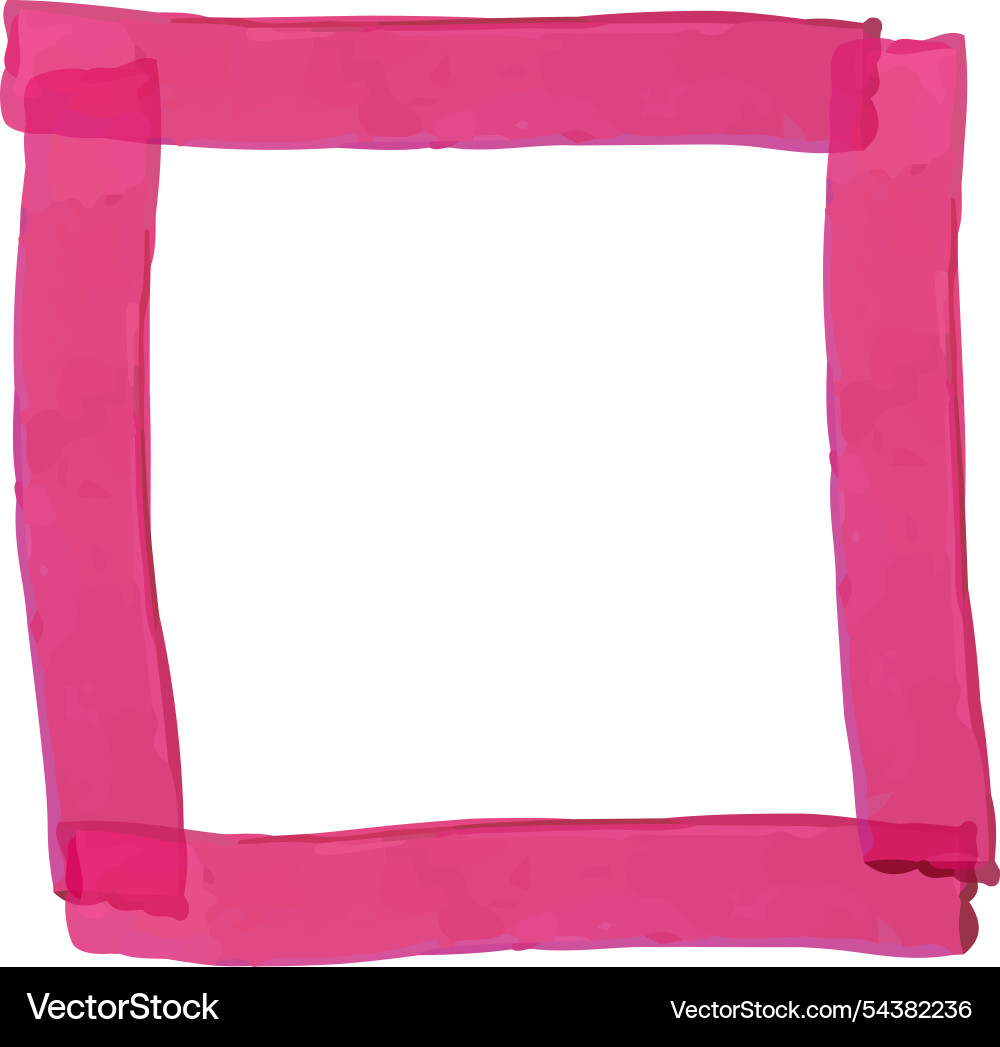 Pink marker stroke frame rectangular color shape vector image