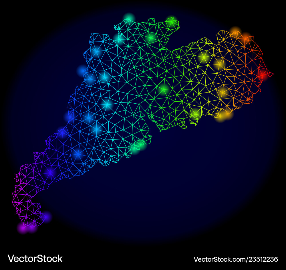 Polygonal wire frame color mesh map of guangdong Polygonal wire frame color mesh map of guangdong vector image