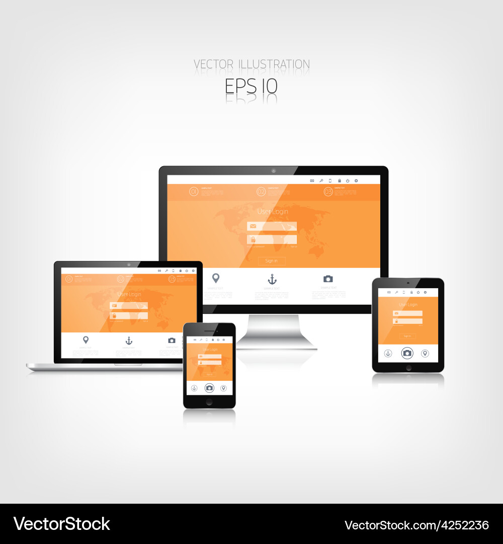 Responsive Web UI Concepts vector image