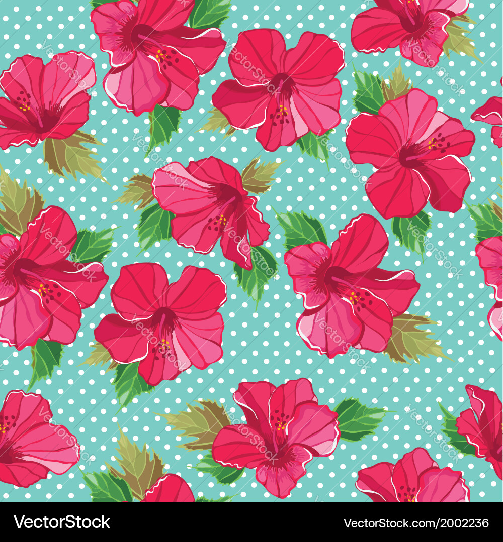 Seamless floral pattern with hibiscus Vector Image