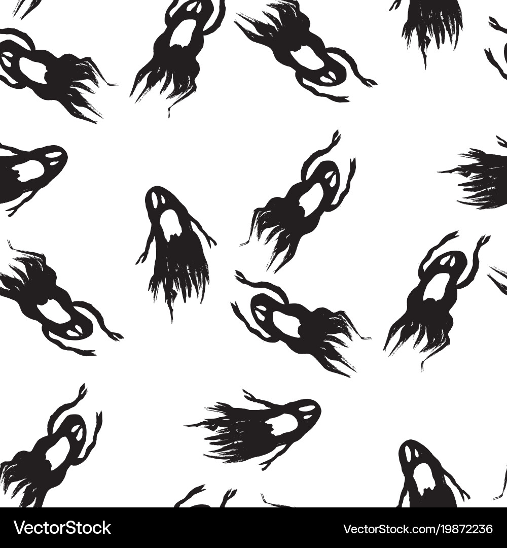 Seamless pattern with ghosts Vector Image