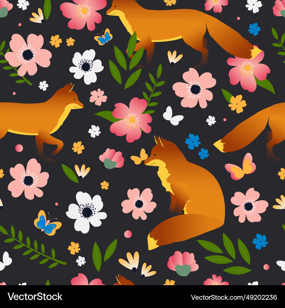 Seamless pattern with wild roses butterflies Vector Image