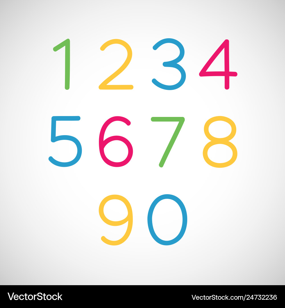 Set of multicolored numbers Set of multicolored numbers vector image
