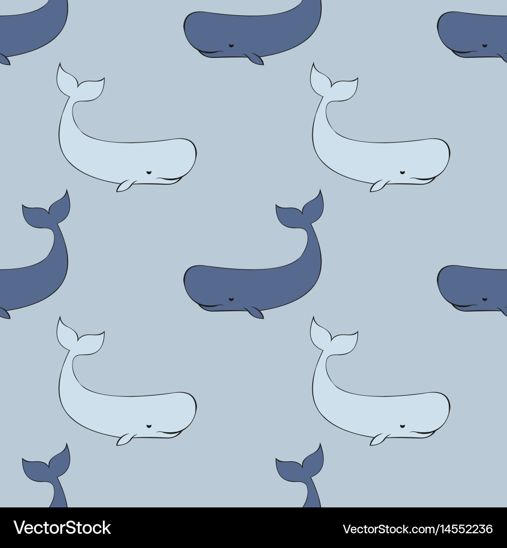 Whales seamless pattern in the style Vector Image