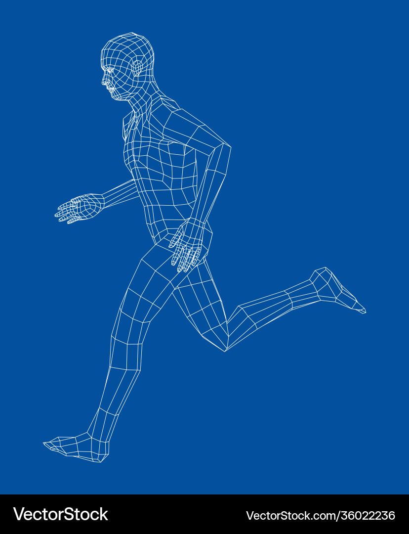 Wireframe running man Wireframe running man vector image