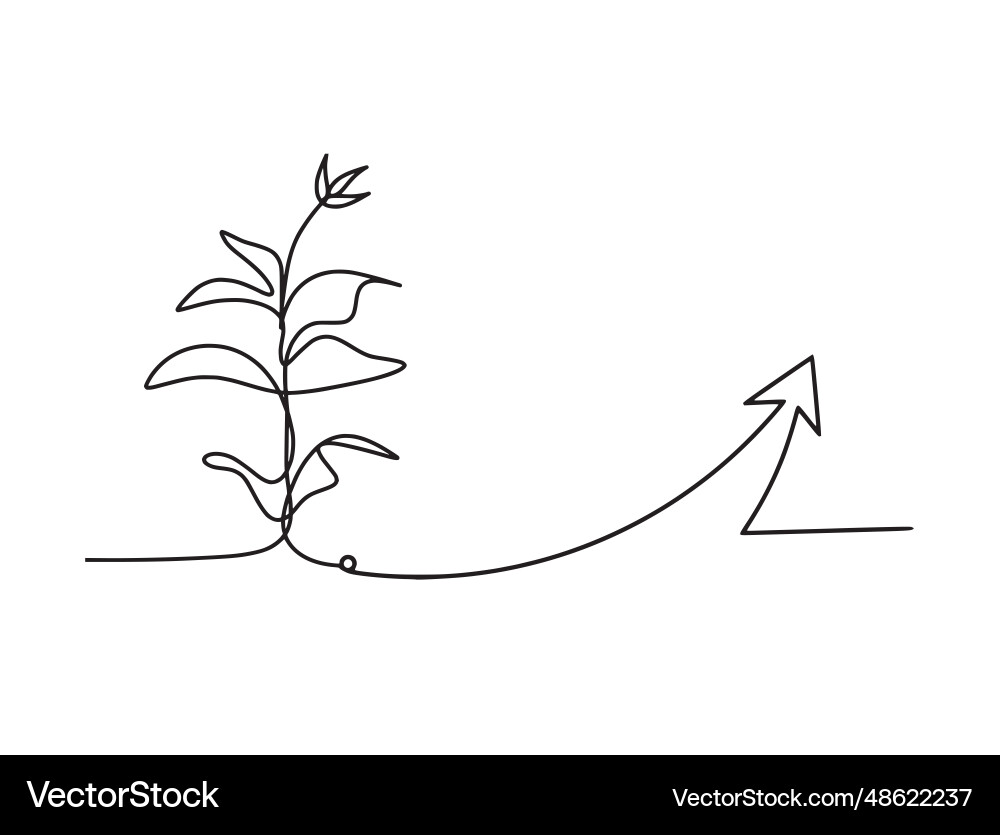 Abstract sprout with direction as line drawing vector image