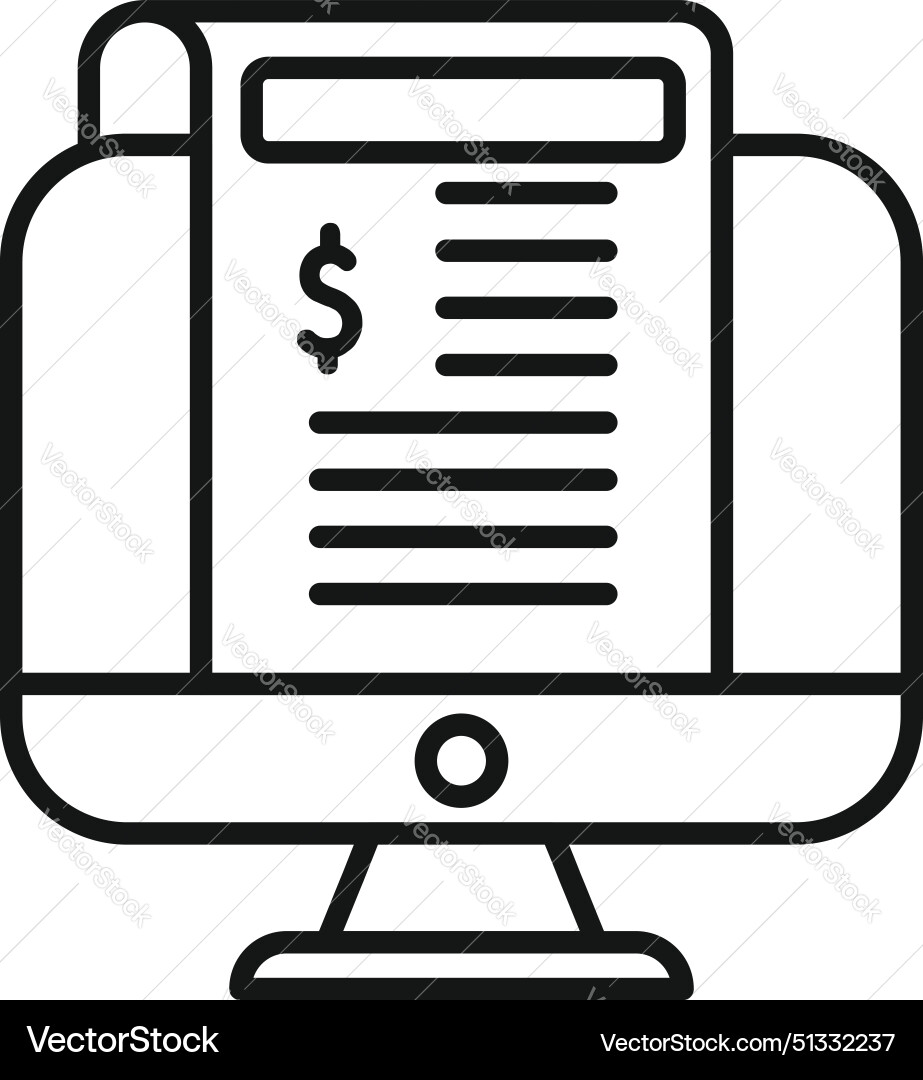 Black line icon of a computer monitor displaying Black line icon of a computer monitor displaying vector image