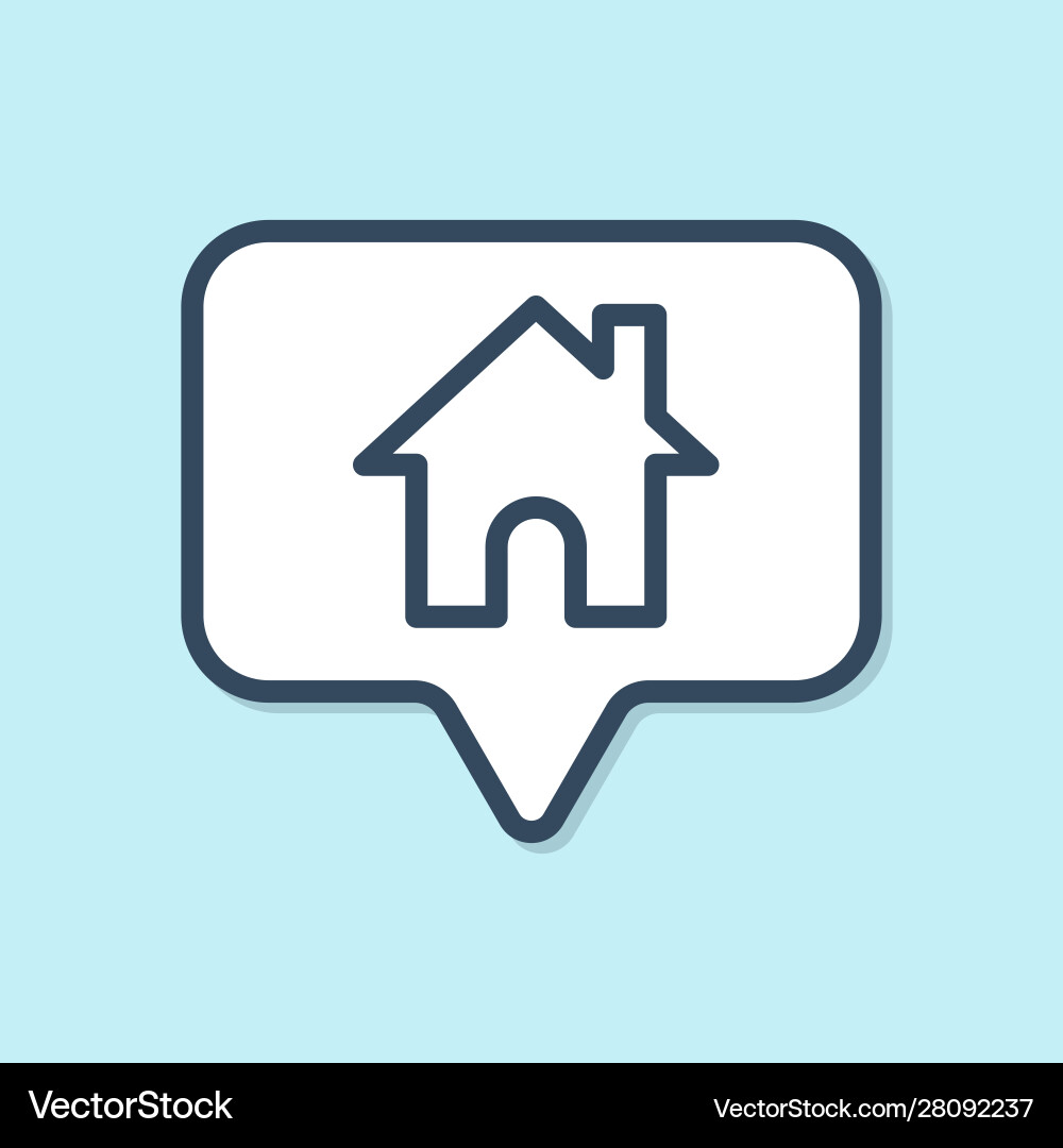 Blue line map pointer with house icon isolated Blue line map pointer with house icon isolated vector image