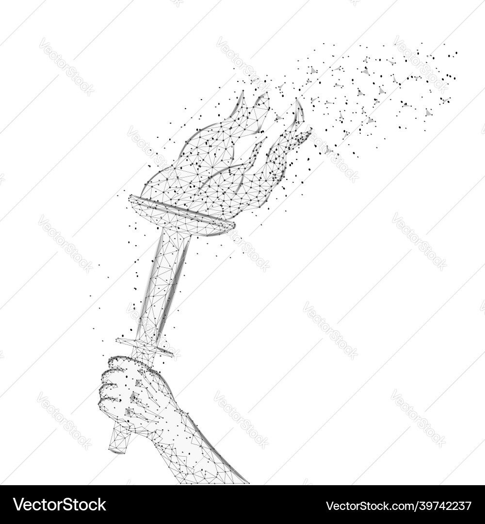 Burning torch in hand polygonal style isolated Vector Image