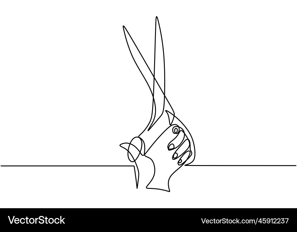 Continuous one line drawing of scissors icon Continuous one line drawing of scissors icon vector image