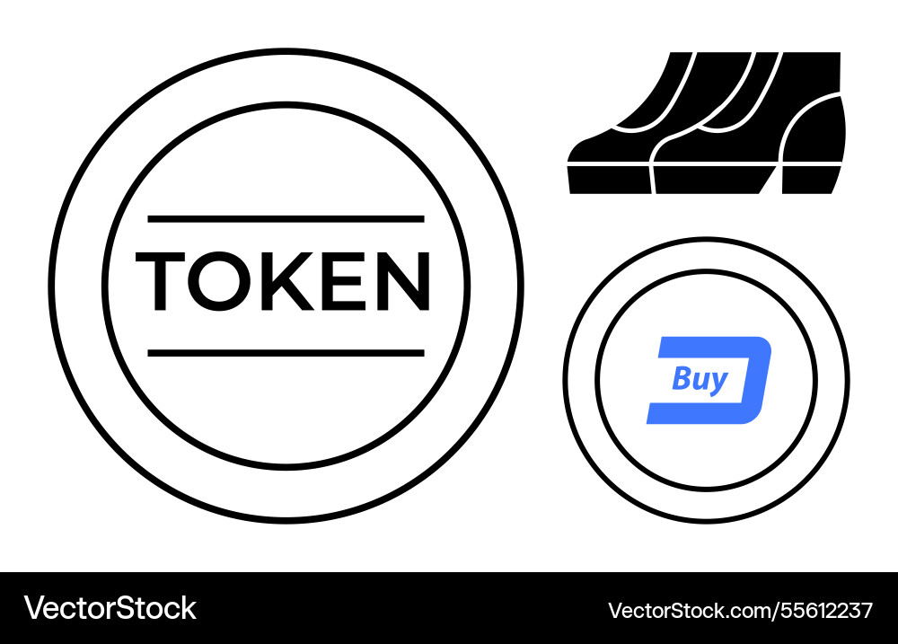 Digital token and cryptocurrency concept with buy Vector Image