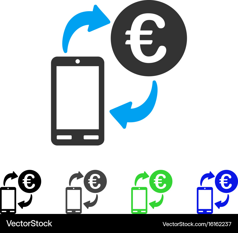 Euro mobile exchange flat icon Vector Image
