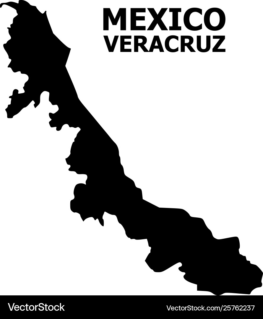 Flat map veracruz state with caption vector image
