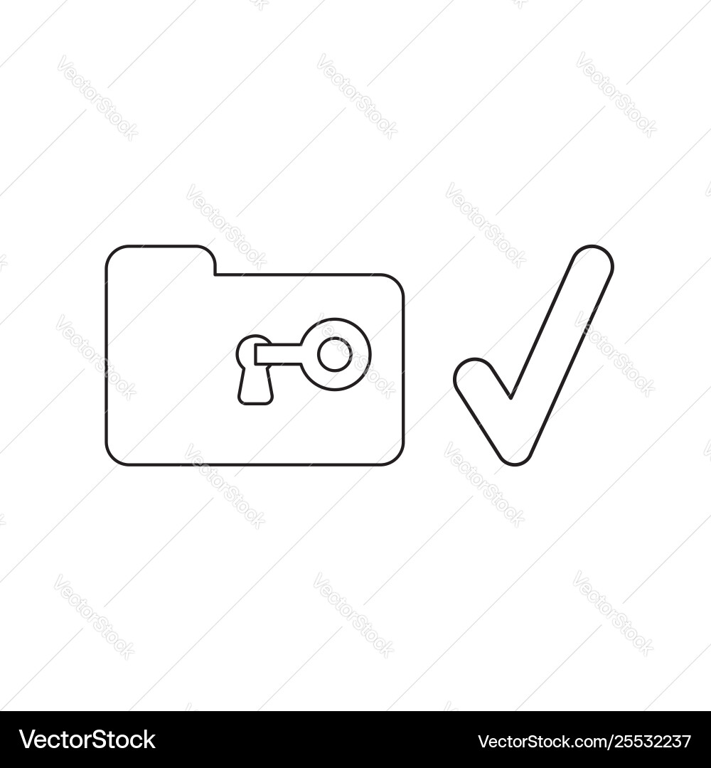 Icon concept key unlock folder with check mark Icon concept key unlock folder with check mark vector image