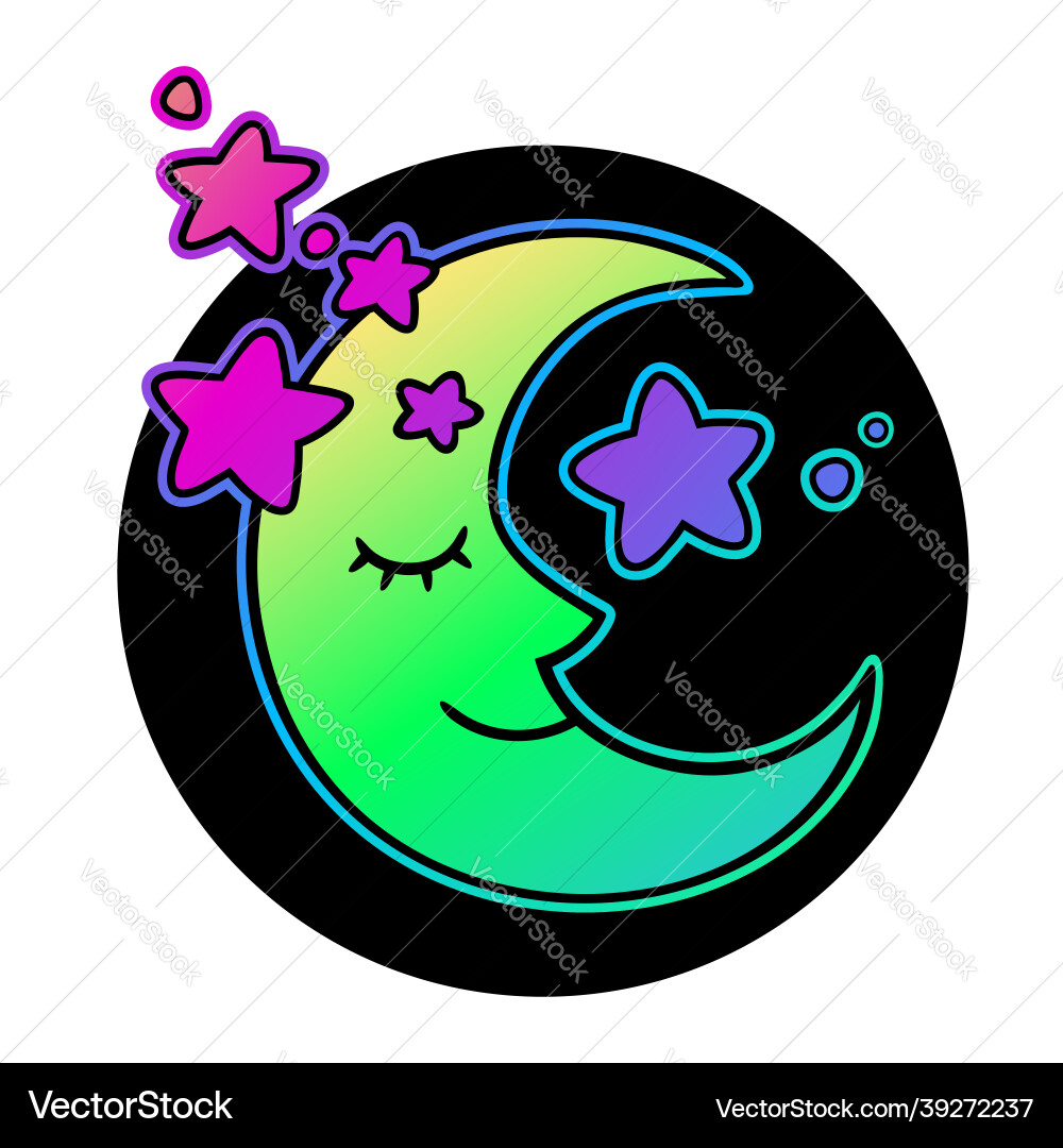 Magical bright crescent moon decorated with stars Vector Image
