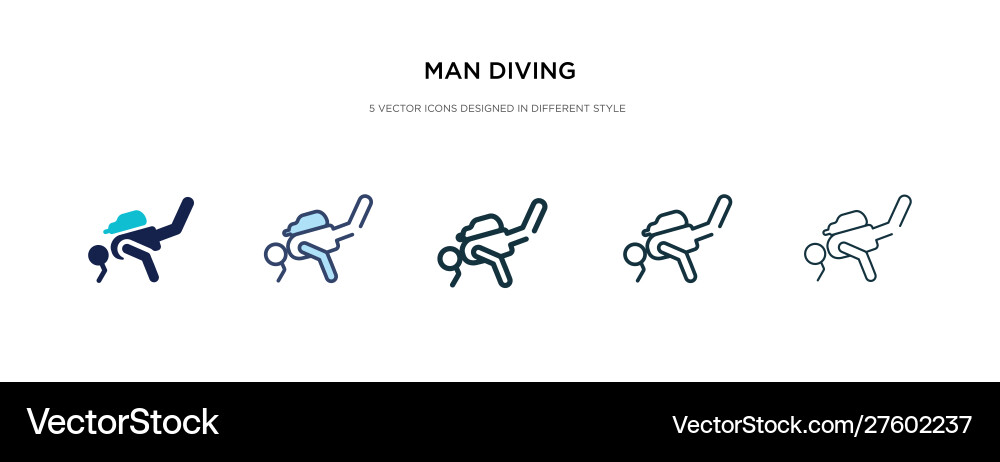 Man diving icon in different style two colored Man diving icon in different style two colored vector image