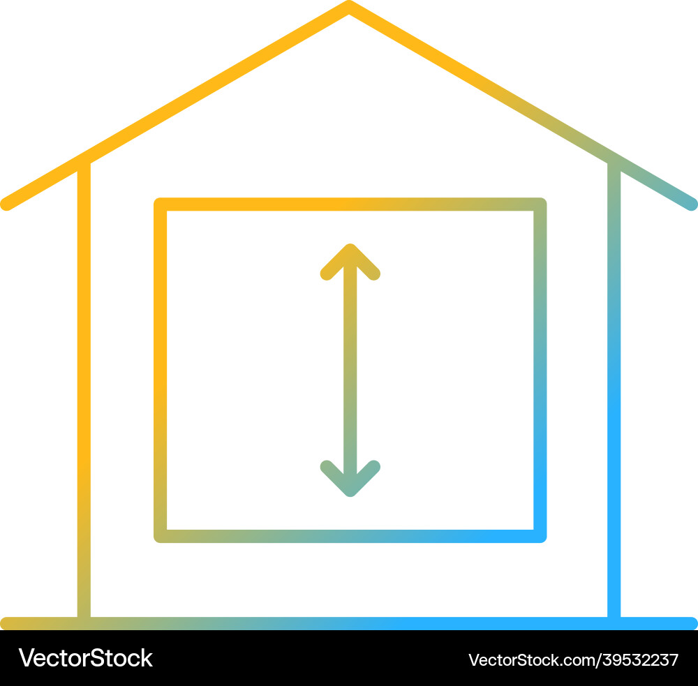 Minimum ceiling heights gradient linear icon Minimum ceiling heights gradient linear icon vector image