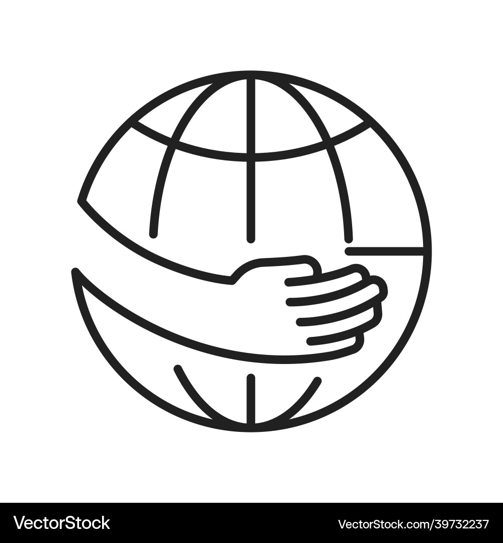 Monochrome save planet line icon Monochrome save planet line icon vector image