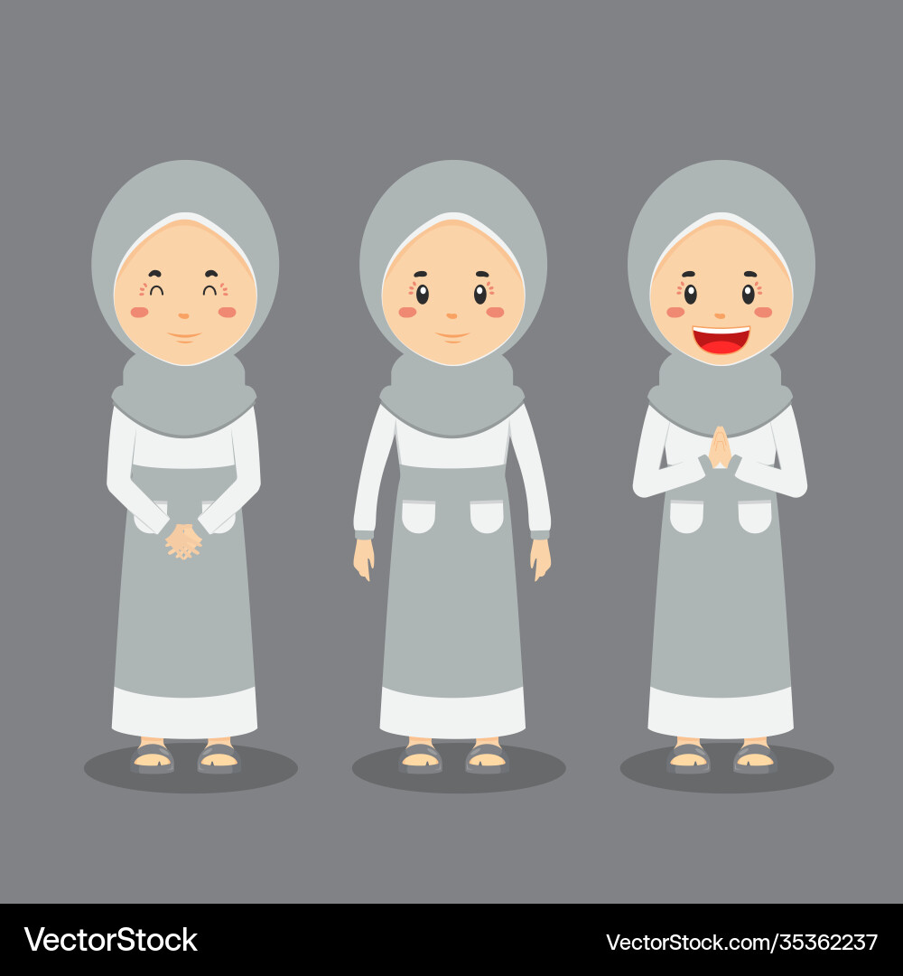 Muslim character with various expression Muslim character with various expression vector image