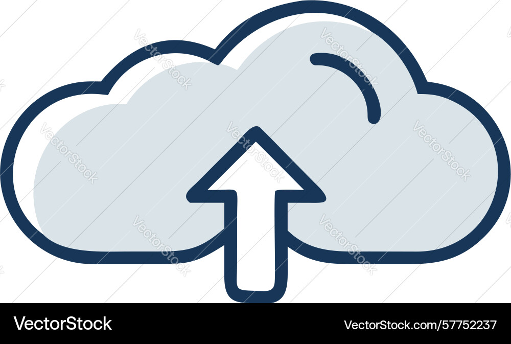 Outline cloud upload icon for data storage and vector image