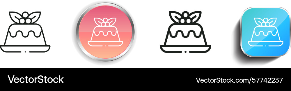 Pudding icon thin linear regular and button style Pudding icon thin linear regular and button style vector image
