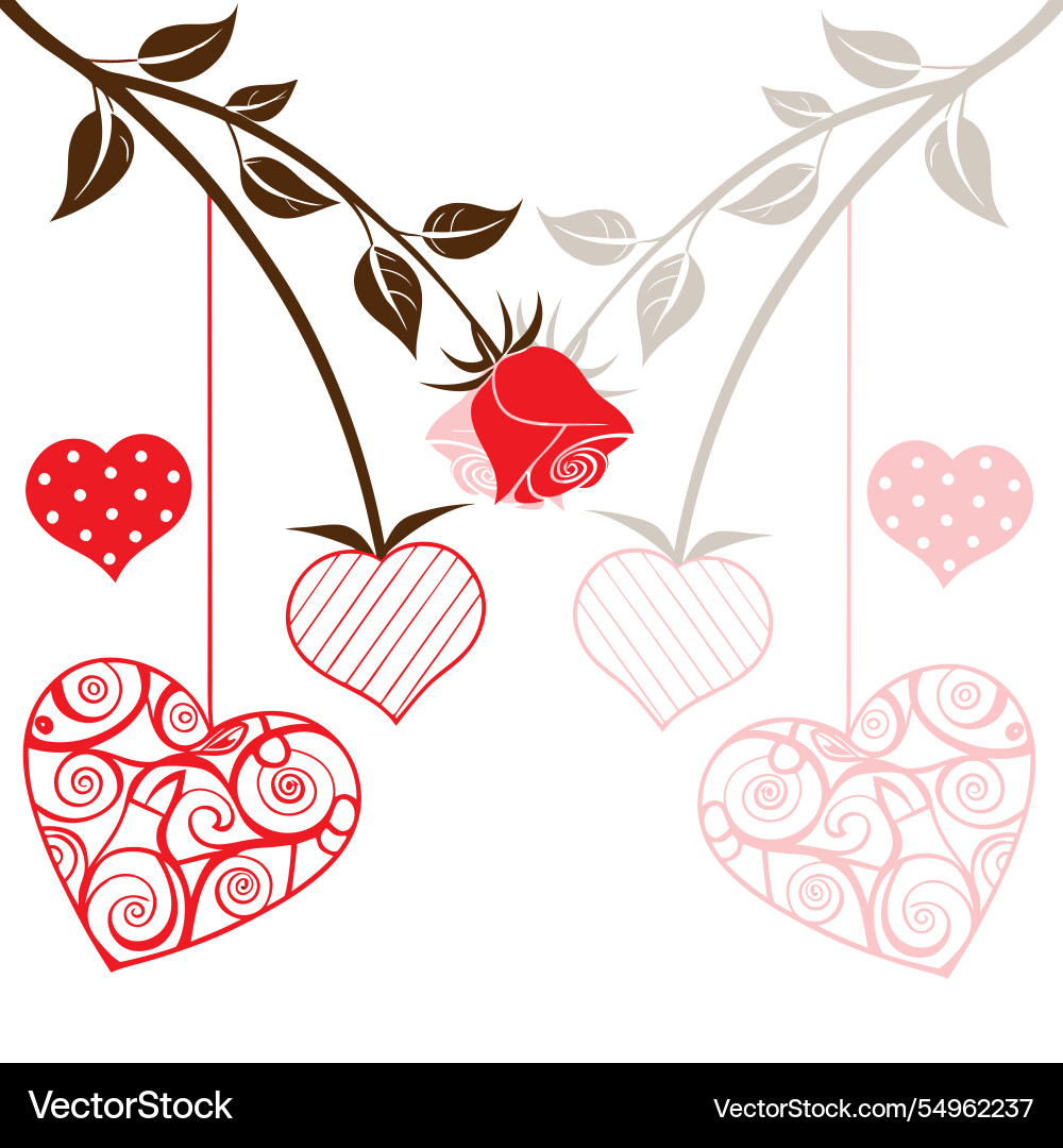 Romantic rose and heart design for valentines day Vector Image