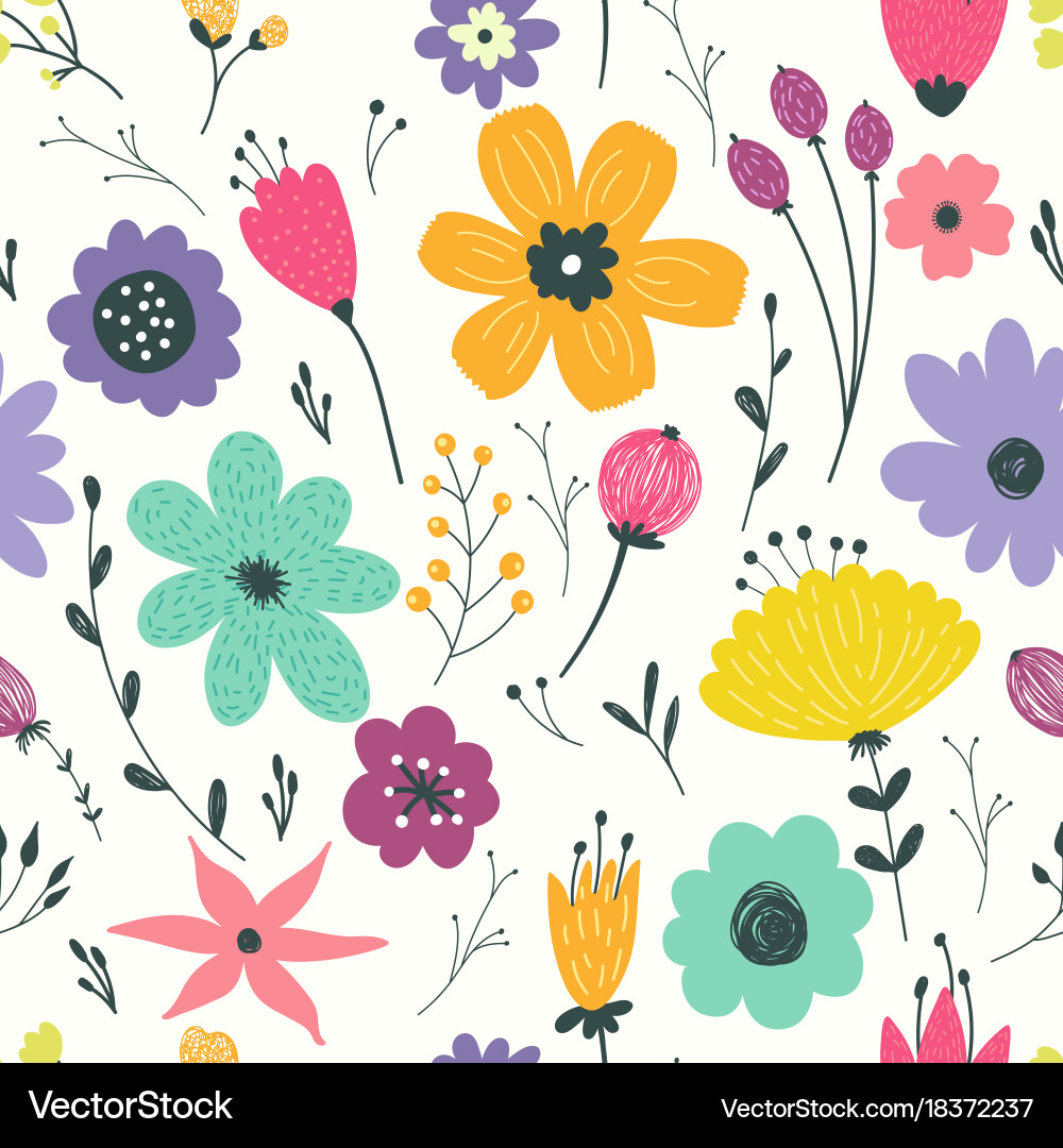 Seamless pattern with pastel flowers Royalty Free Vector