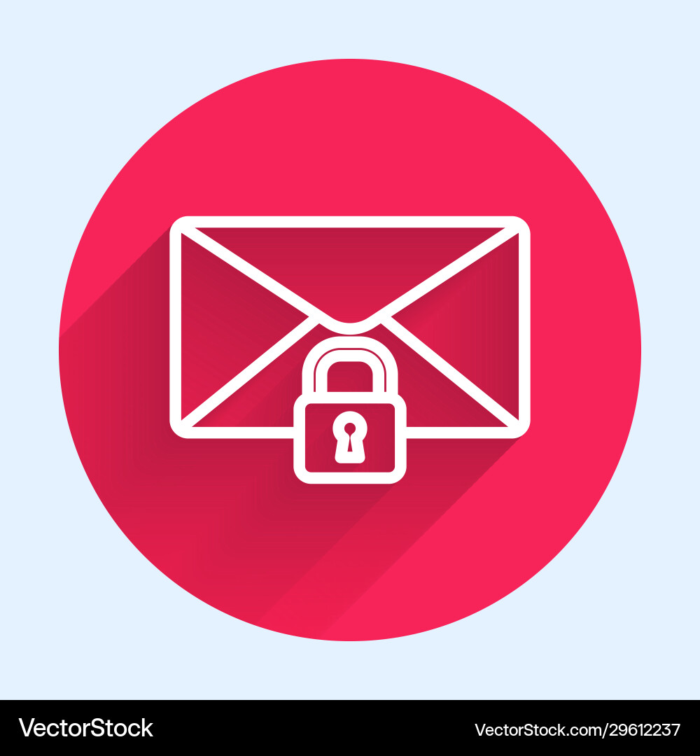 White line mail message lock password icon White line mail message lock password icon vector image