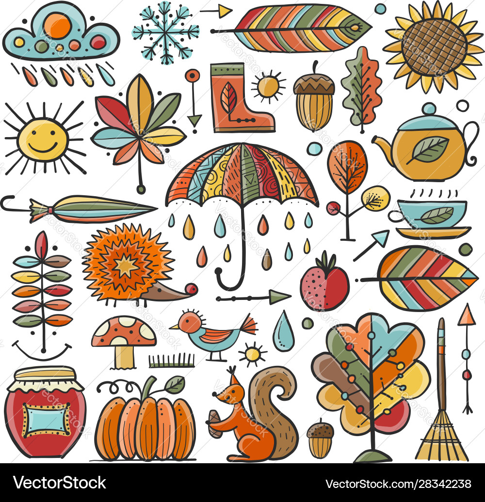 Autumn set design elements Autumn set design elements vector image