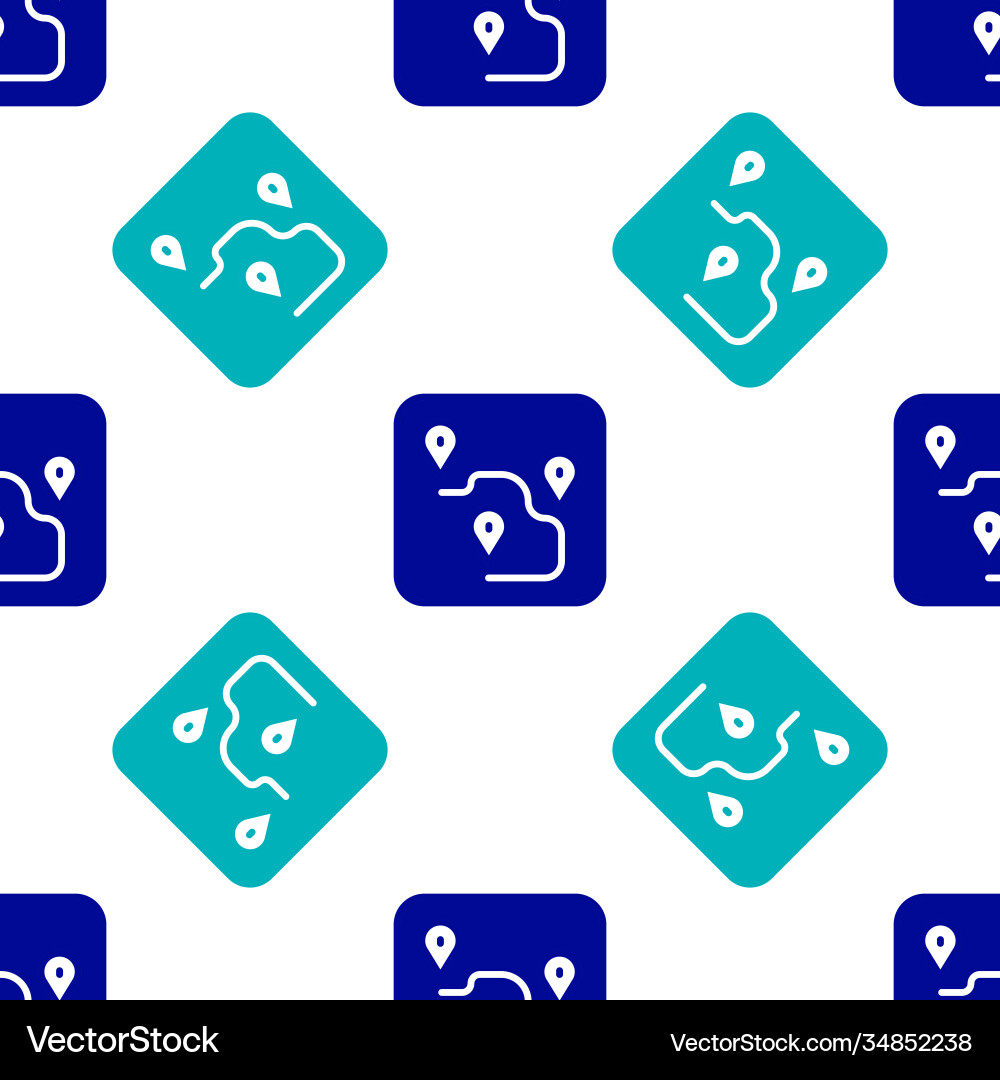 Blue route location icon isolated seamless pattern Blue route location icon isolated seamless pattern vector image