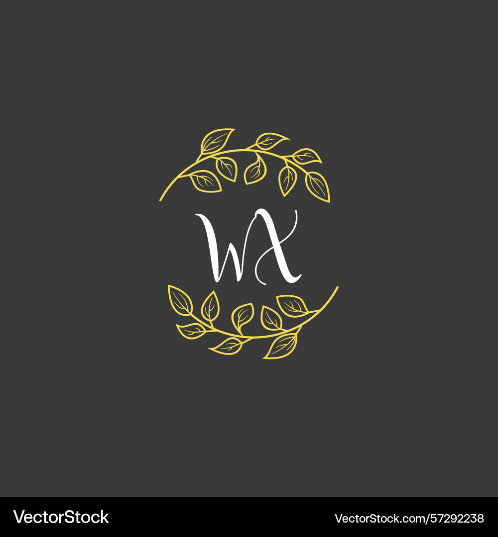 Botanical monogram logos with initial wx Vector Image